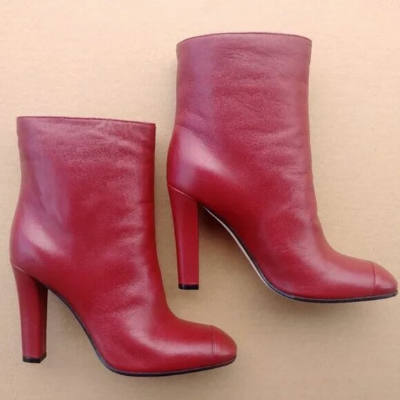 Agnona Italy soft red leather high heel ankle boots size 39 - Picture 5 of 16